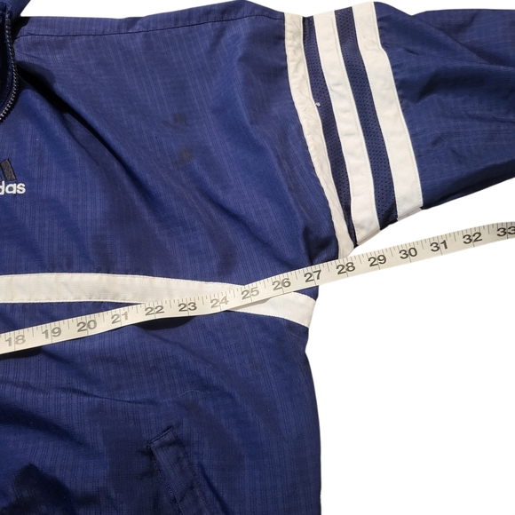 Adidas Vintage Mesh-Panel Track Jacket Navy Blue Three-Stripe Large - Picture 2 of 9